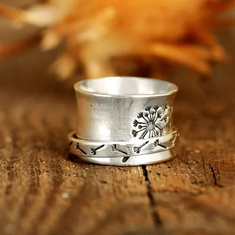 Rotatable Creative Dandelion Ring