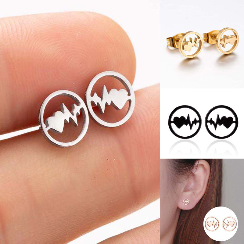 ECG Shaped Stud Earrings