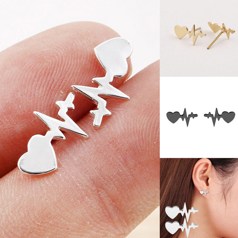 ECG Shaped Stud Earrings