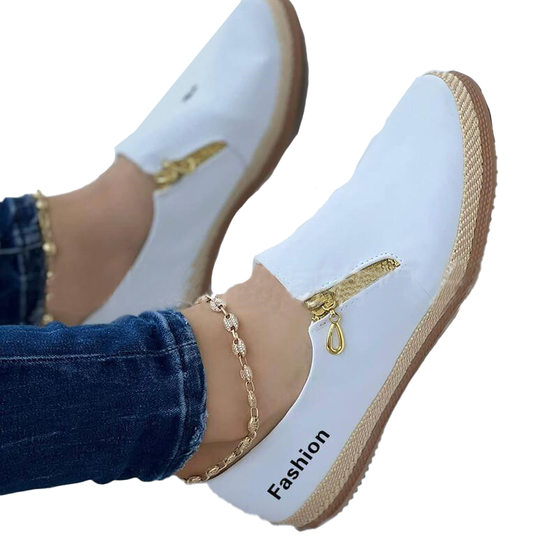 Women's Solid Color Zipper Casual Shoes