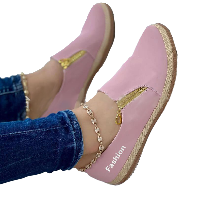 Women's Solid Color Zipper Casual Shoes