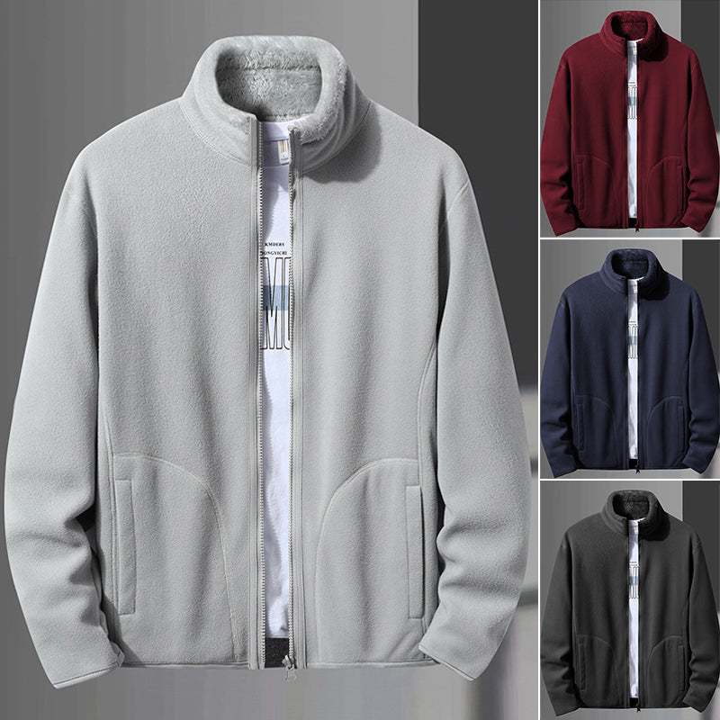 Fleece Stand Collar Reversible Sweatshirt