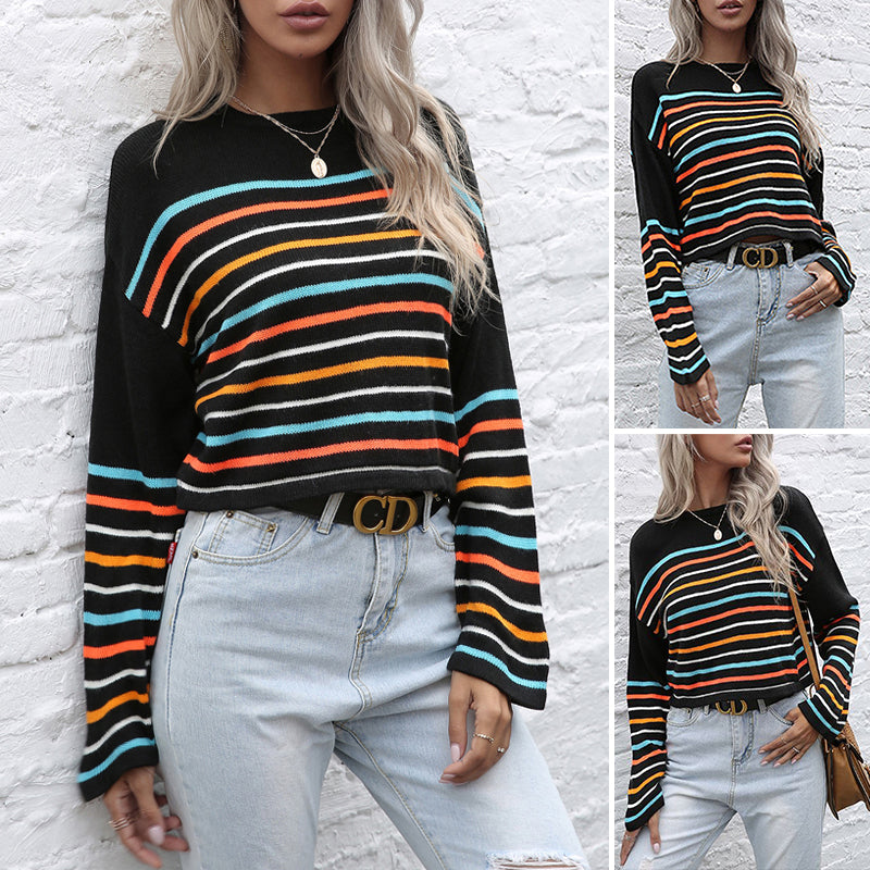 Multicolored Striped Knit Sweater