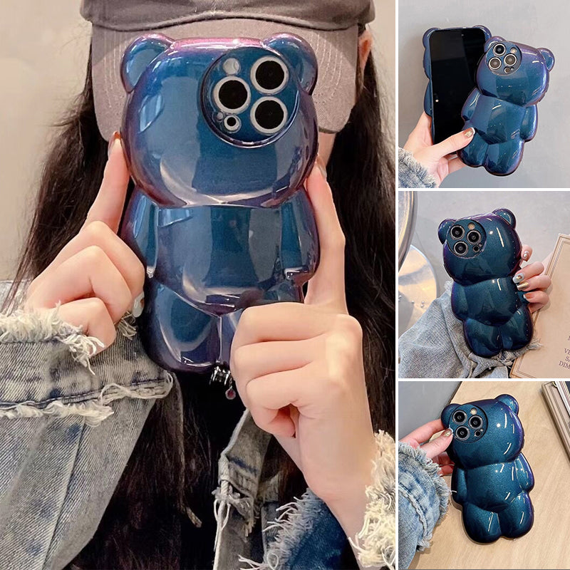 Cute 3D Glitter Shockproof Bear Case for iPhone