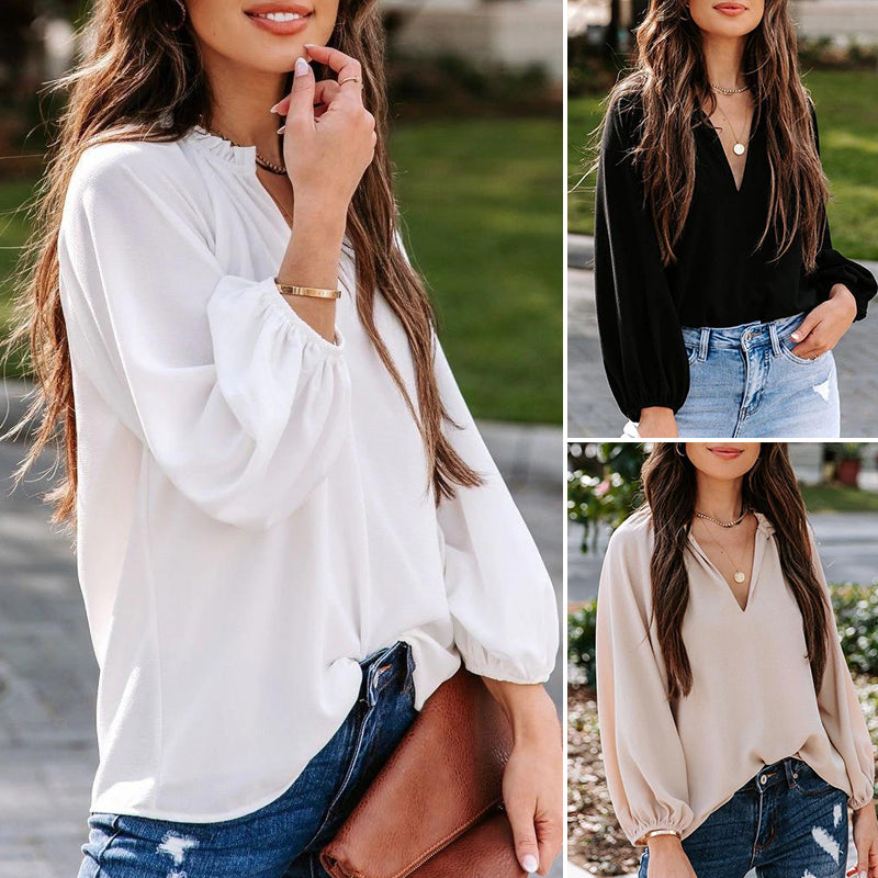 Casual V-Neck Long Sleeve T-Shirt