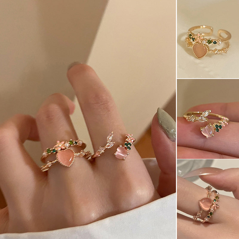 Double Heart Zircon Split Ring