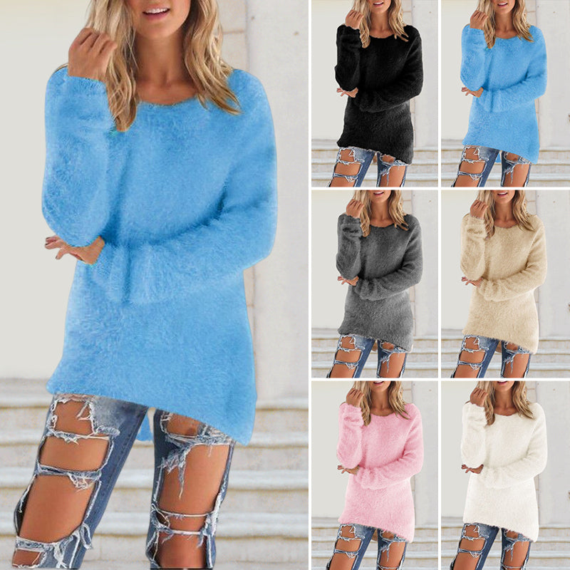 Solid Color Plush Sweater