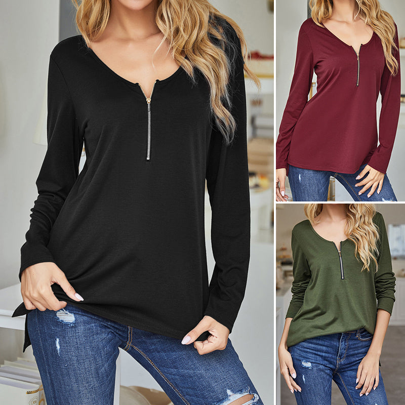 Zip Open Back Long Sleeve T-Shirt