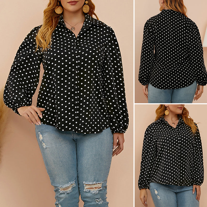 Balloon Sleeve Polka Dot Shirt
