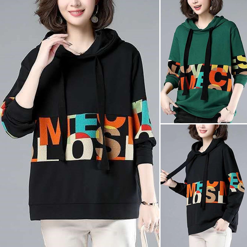 Printed Hooded Long Sleeve Sweatshirt