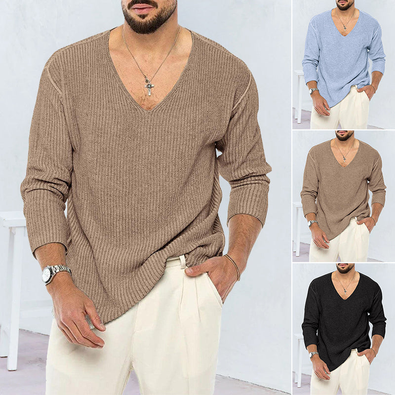 Men's V-neck Long-sleeve Sweater