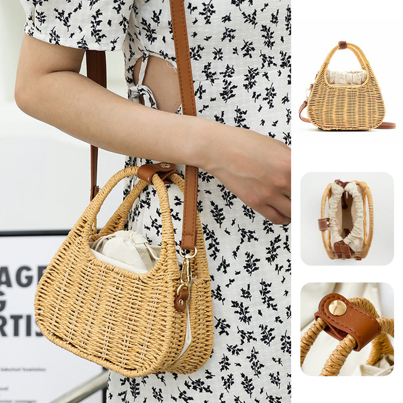RATTAN STRAW MINI CROSSBODY BAG