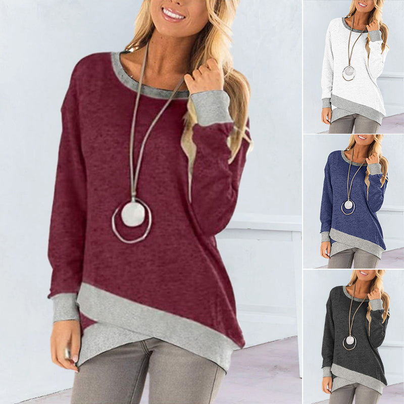 Round Neck Irregular Large Size Long Sleeve Top