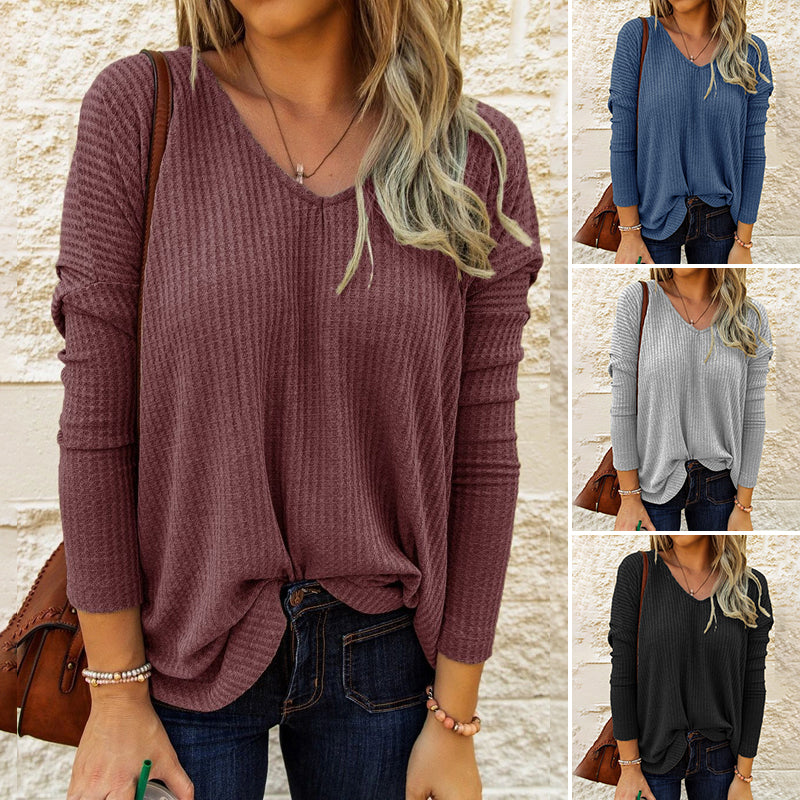 V-Neck Knit Top T-Shirt