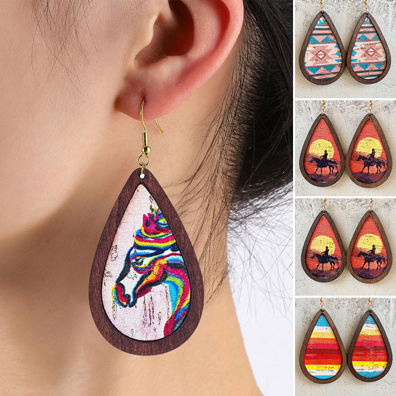 Waterdrop Wood Frame Earrings