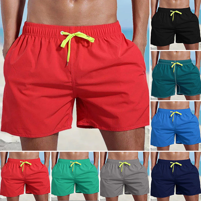 Men's Solid Color Waterproof Beach Shorts