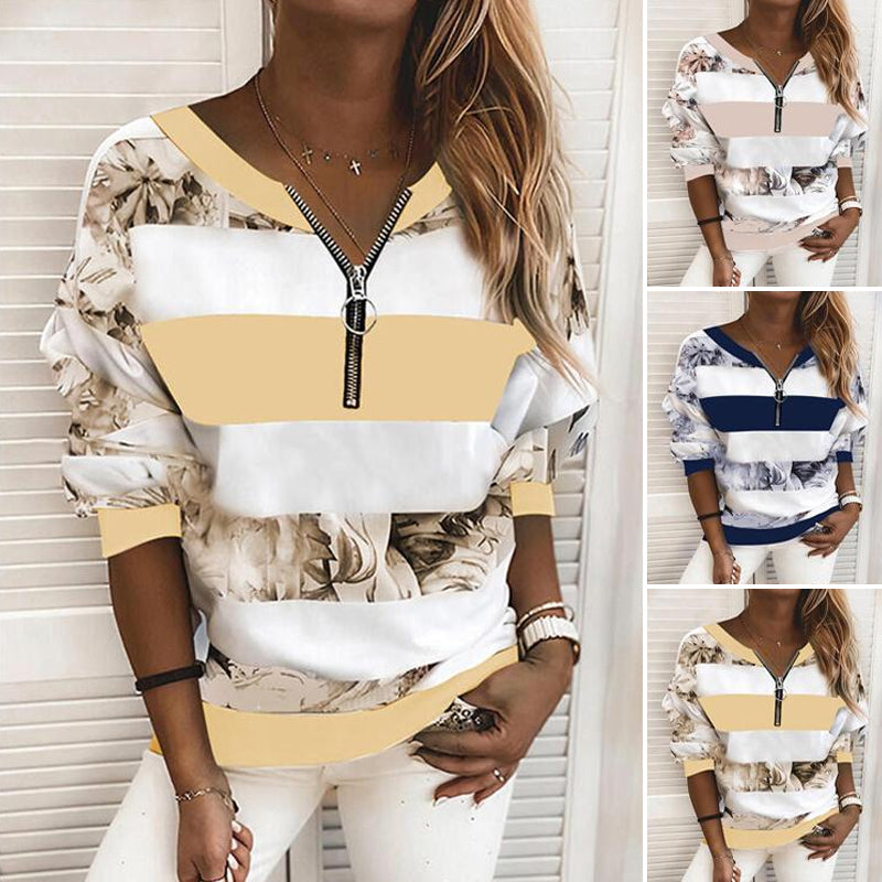 Printed V-Neck Pullover T-Shirt