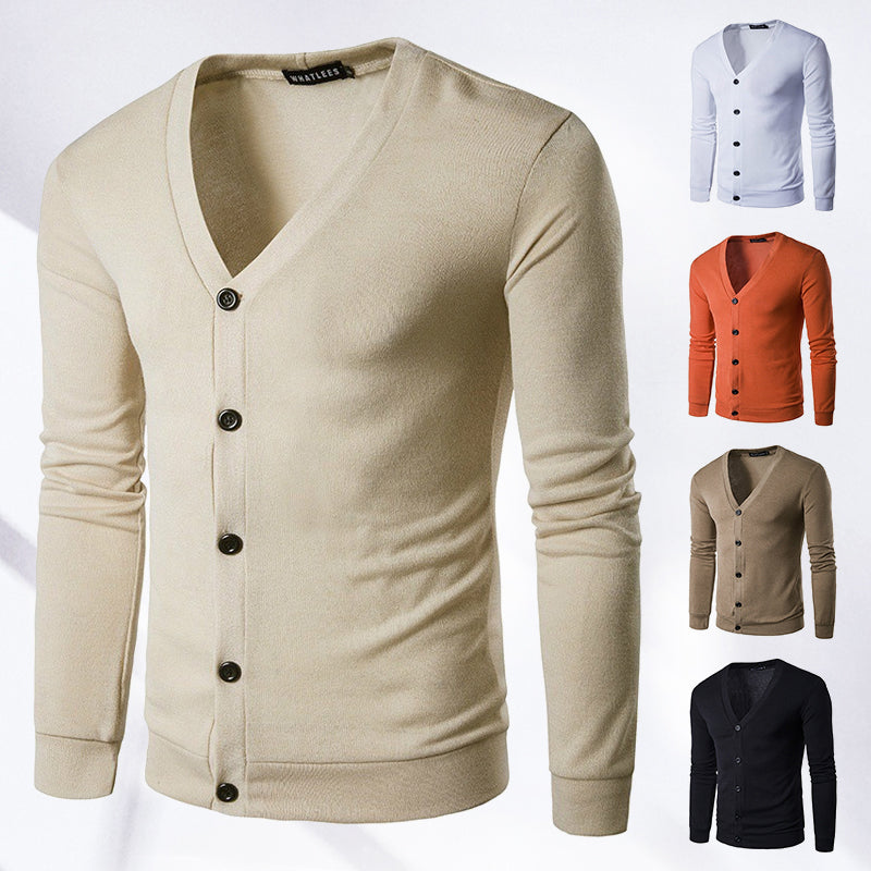 V-Neck Button-Up Cardigan Sweater