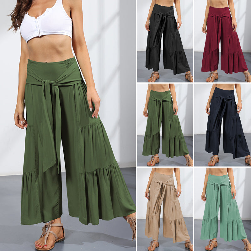 Lace-up Casual Wide-leg Pants