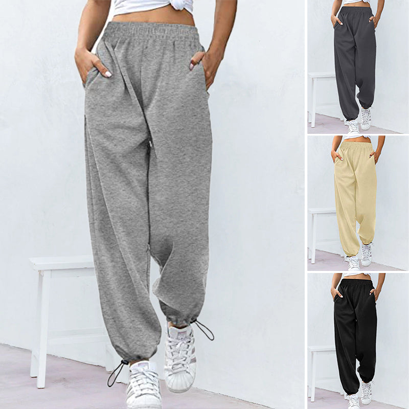 Loose Casual Sports Drawstring Wide-Leg Drawstring Pants