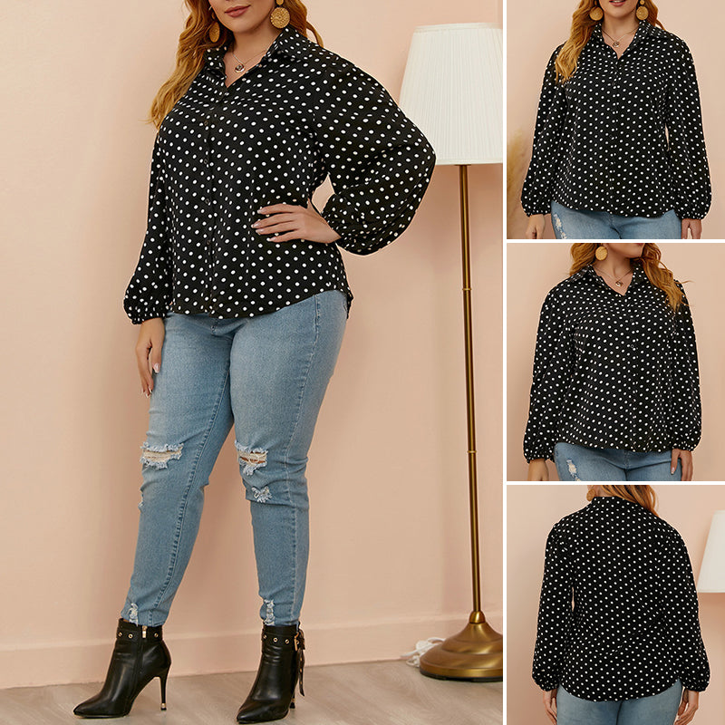 Balloon Sleeve Polka Dot Shirt