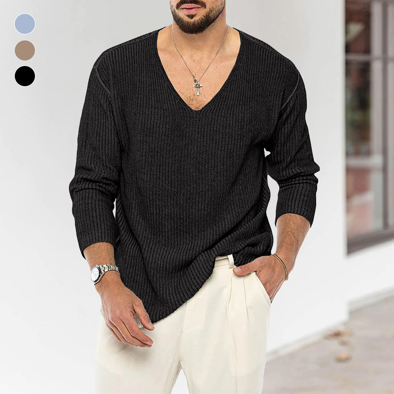 Men's V-neck Long-sleeve Sweater