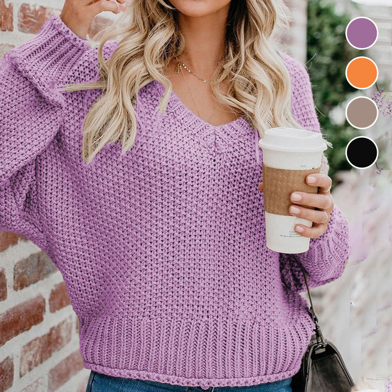 Knit V-Neck Loose Sweater