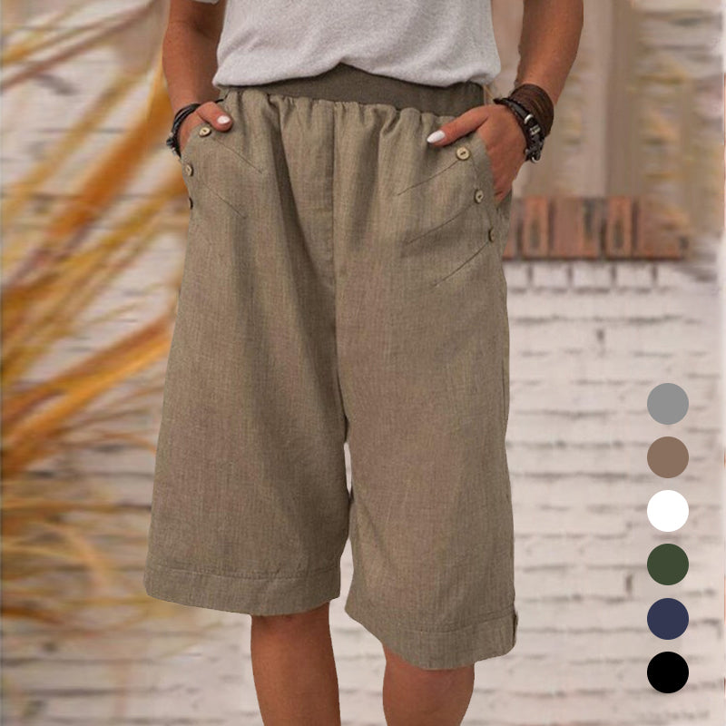 Solid Color Cotton and Linen Pants