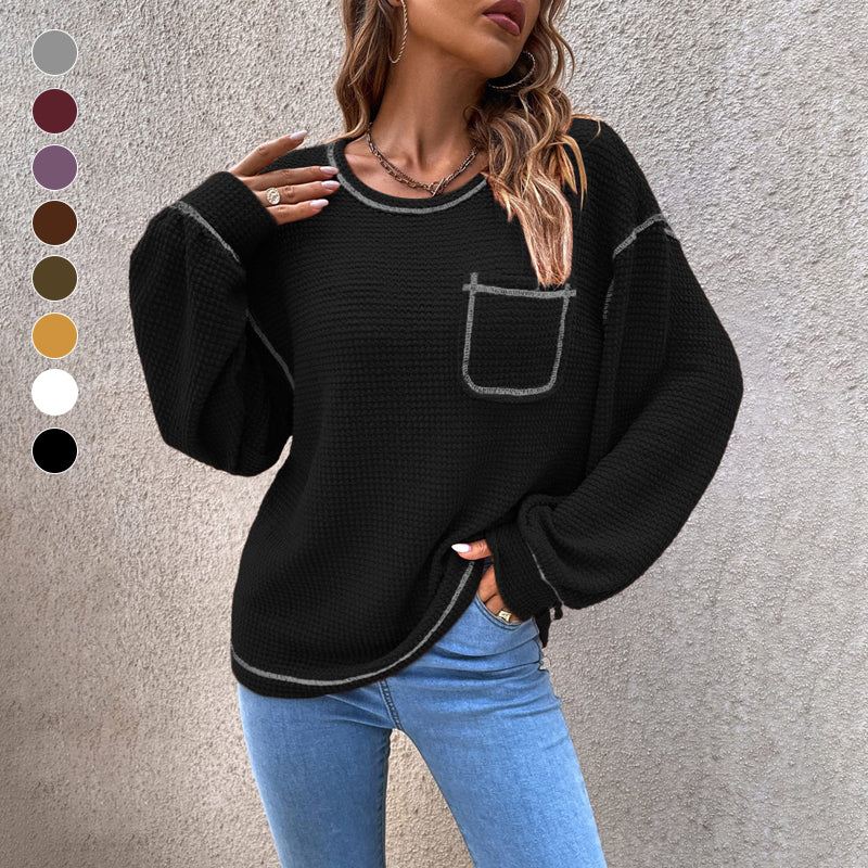 Women's Waffle Knit Tunic Tops Long Sleeve Shirt