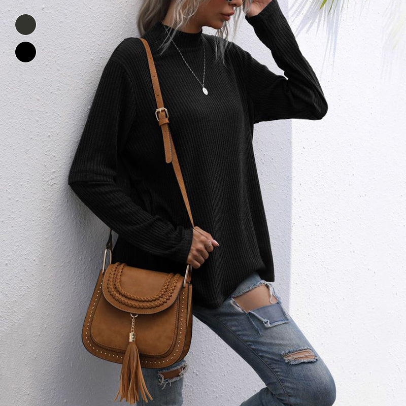 Women's autumn irregular stitching knitted sweater