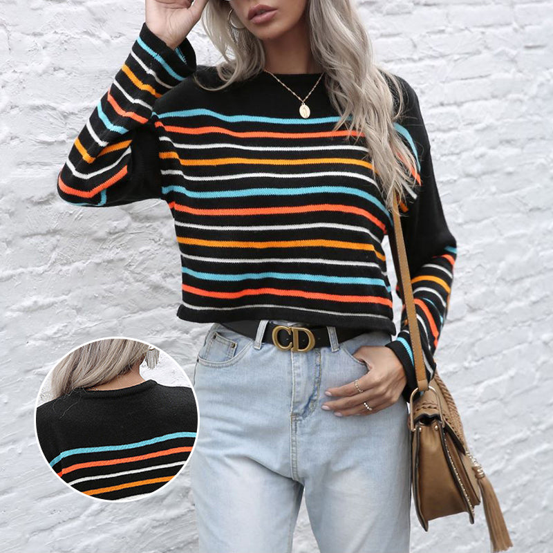 Multicolored Striped Knit Sweater