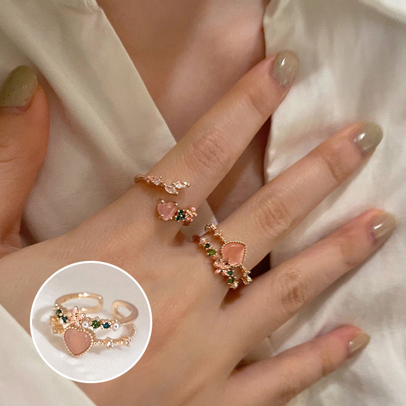 Double Heart Zircon Split Ring