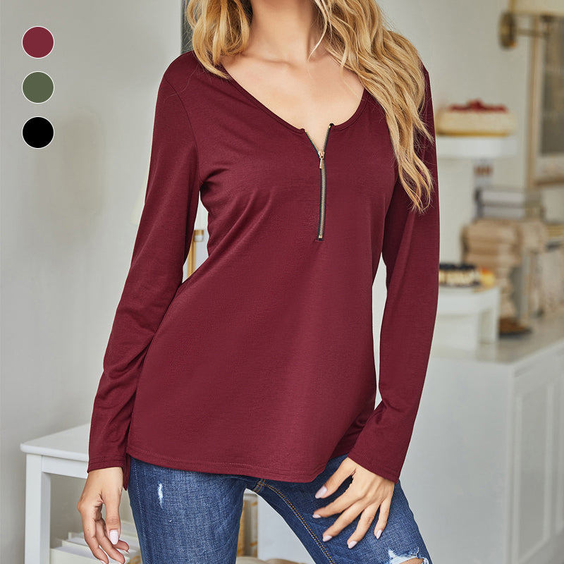 Zip Open Back Long Sleeve T-Shirt
