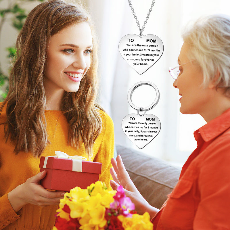 Heart-shaped TO MOM Necklace, Keyring