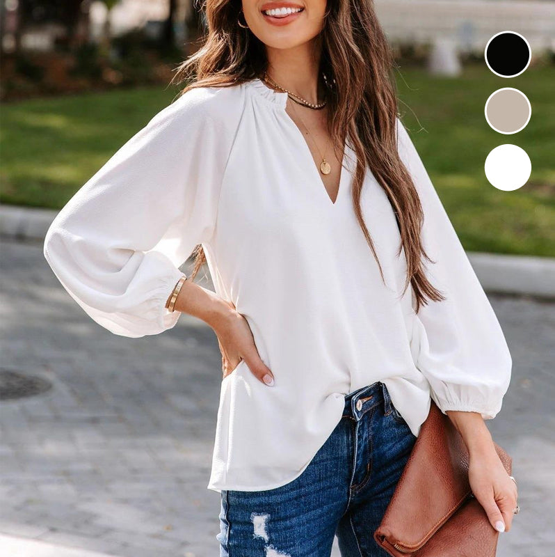 Casual V-Neck Long Sleeve T-Shirt