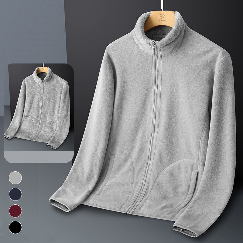 Fleece Stand Collar Reversible Sweatshirt