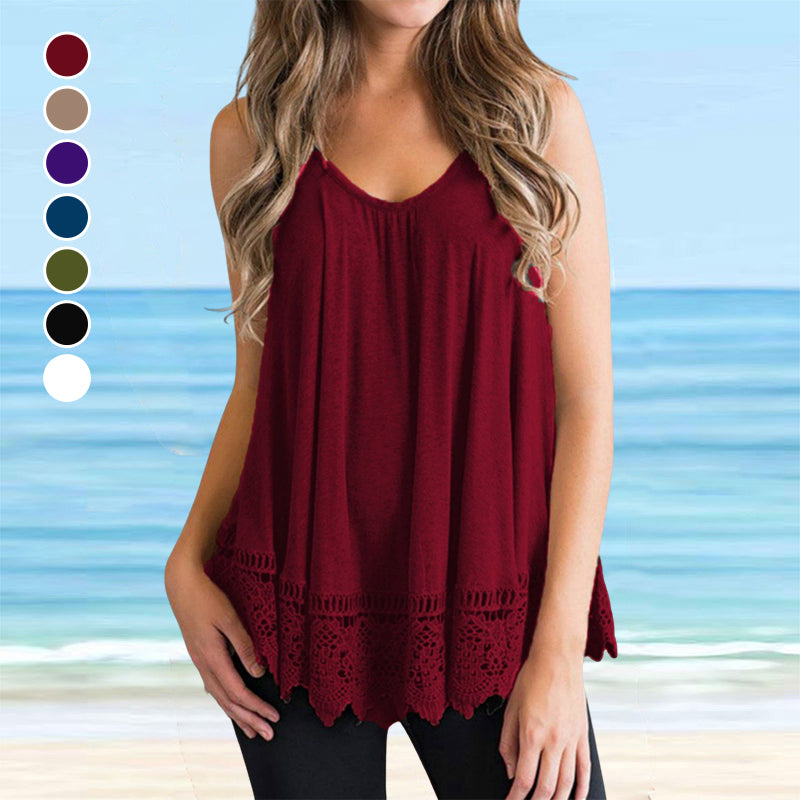Solid Lace Tank Top T-Shirt