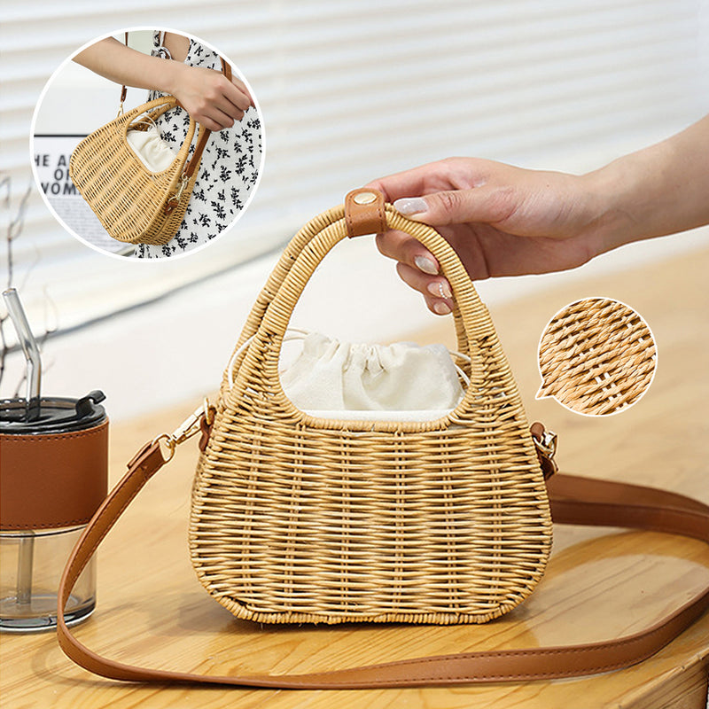 RATTAN STRAW MINI CROSSBODY BAG