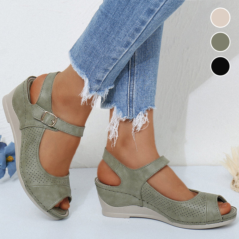 Women Casual Open Peep Toe Wedge Sandals