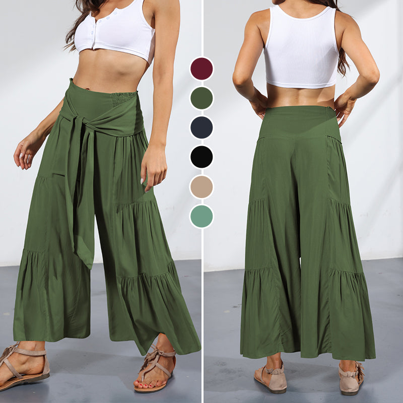 Lace-up Casual Wide-leg Pants