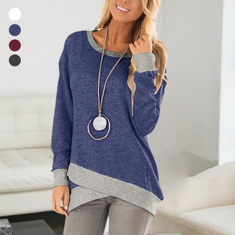 Round Neck Irregular Large Size Long Sleeve Top