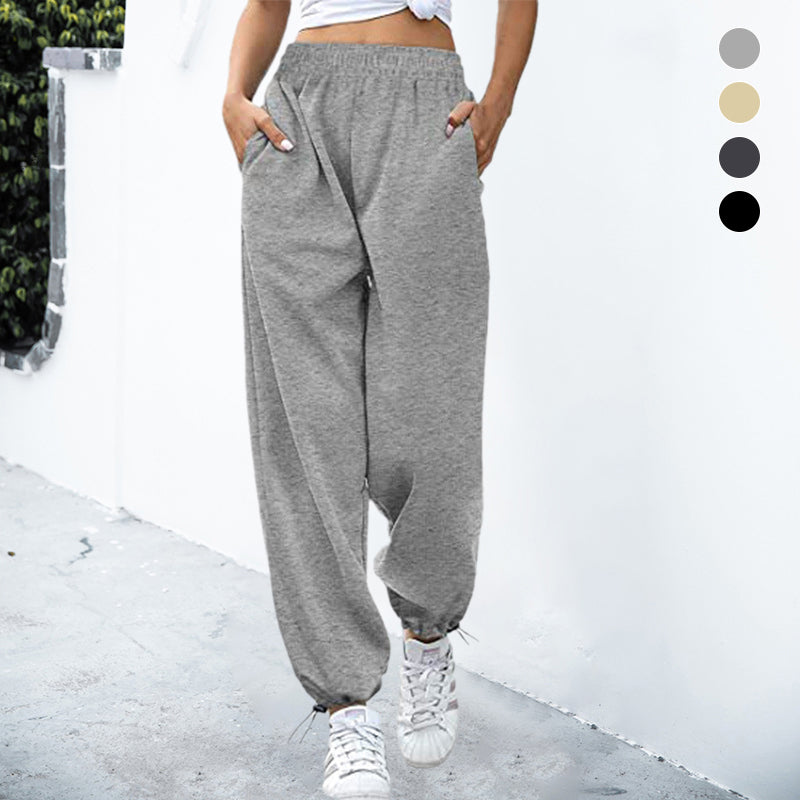 Loose Casual Sports Drawstring Wide-Leg Drawstring Pants