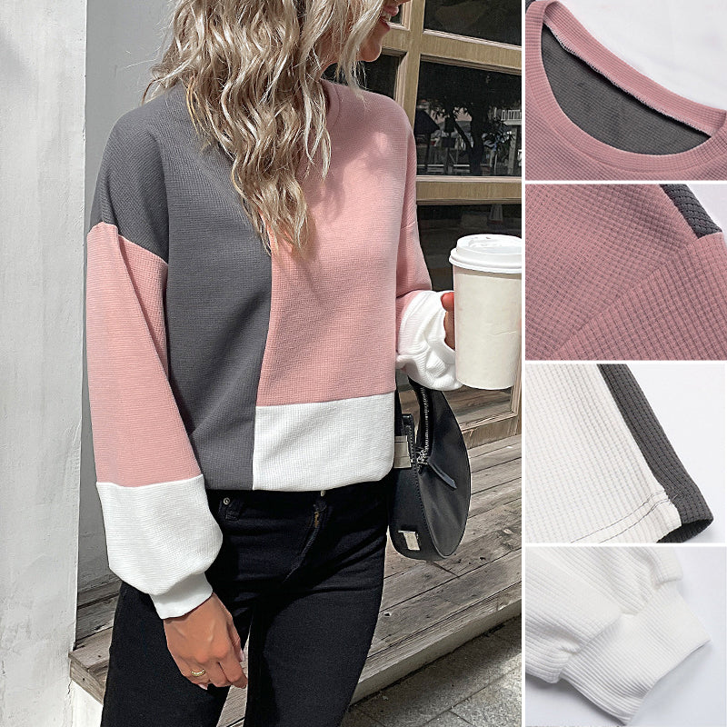 Colorblock Waffle Sweatshirt