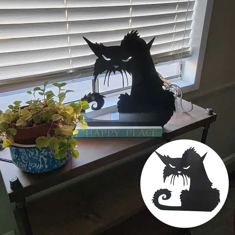 Angry Cat Metal Halloween Decor