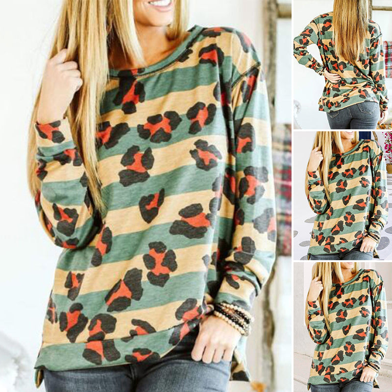 Paneled Striped Print T-shirt