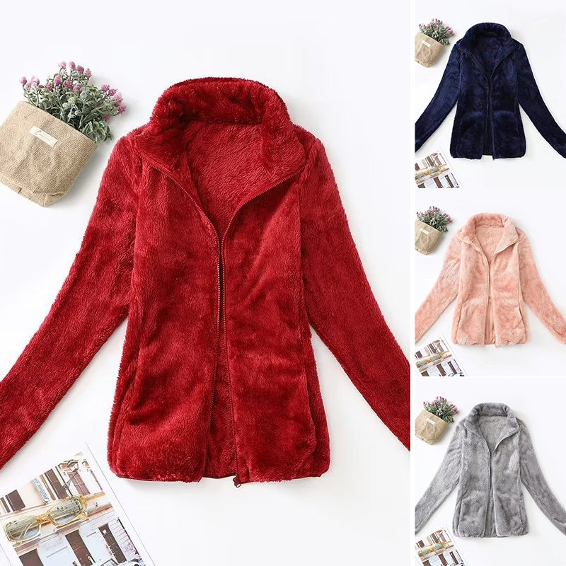 Coral Fleece Stand Collar Jacket