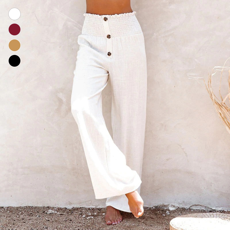 High Waist Loose Cotton Linen Wide Leg Pants