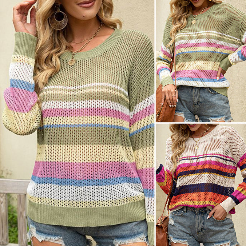 Striped Colorblock Knit Sweater