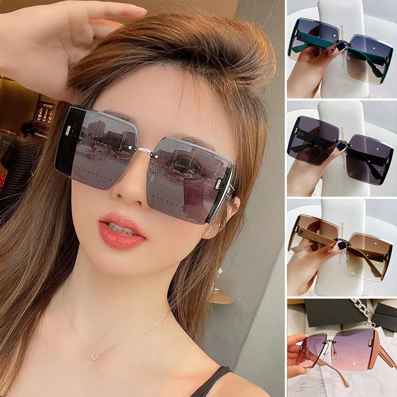 Rimless Cut Edge Slim Face Sunglasses