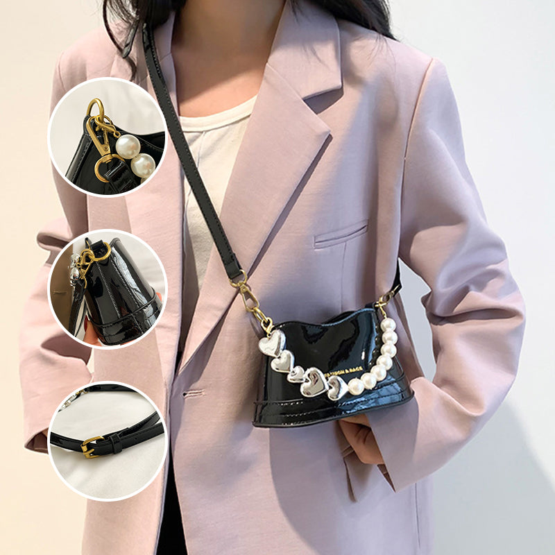 Mirror Laser Diagonal Pearl Handbag